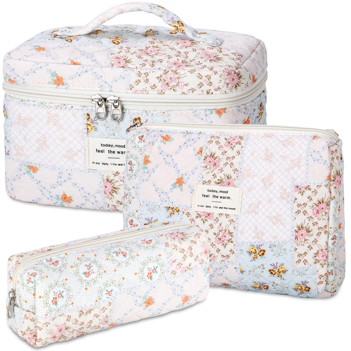 Senbowe sac maquillage floral grand-format, rangement spacieux pour essentiels.