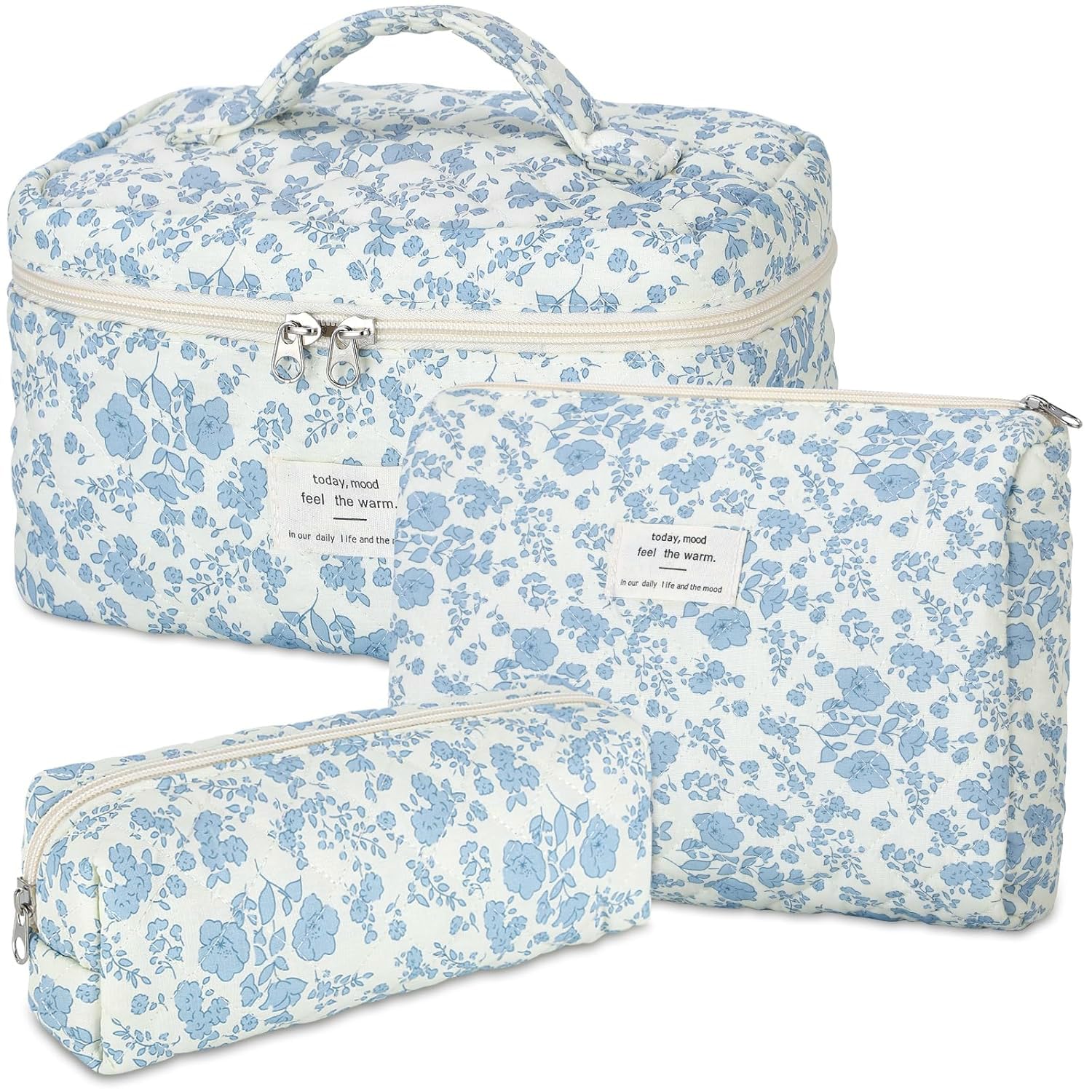Senbowe sac maquillage floral gros, rangement spacieux et élégant.