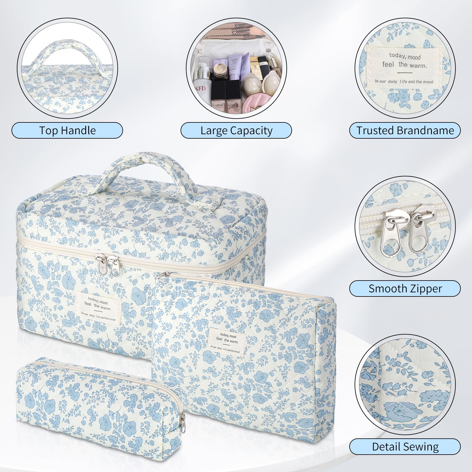 Senbowe sac maquillage floral petit, rangement essentiel pour pinceaux.