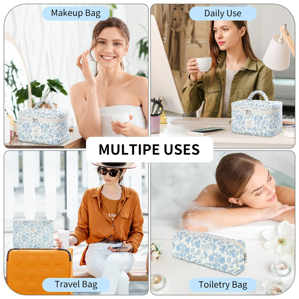 Senbowe sac maquillage floral usage quotidien, organisation simple.