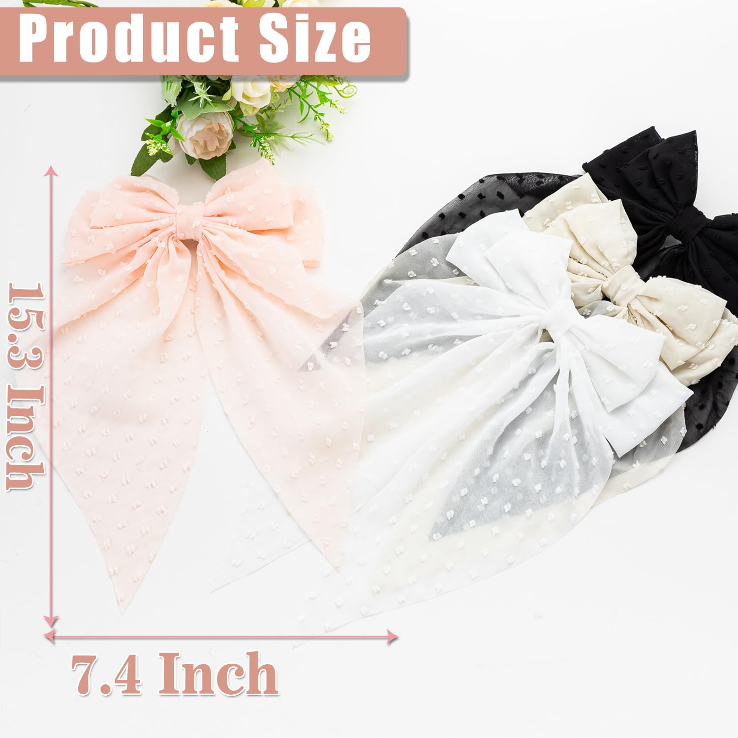 Seneeel grand noeud cheveux rose clair, texture douce et féminin.