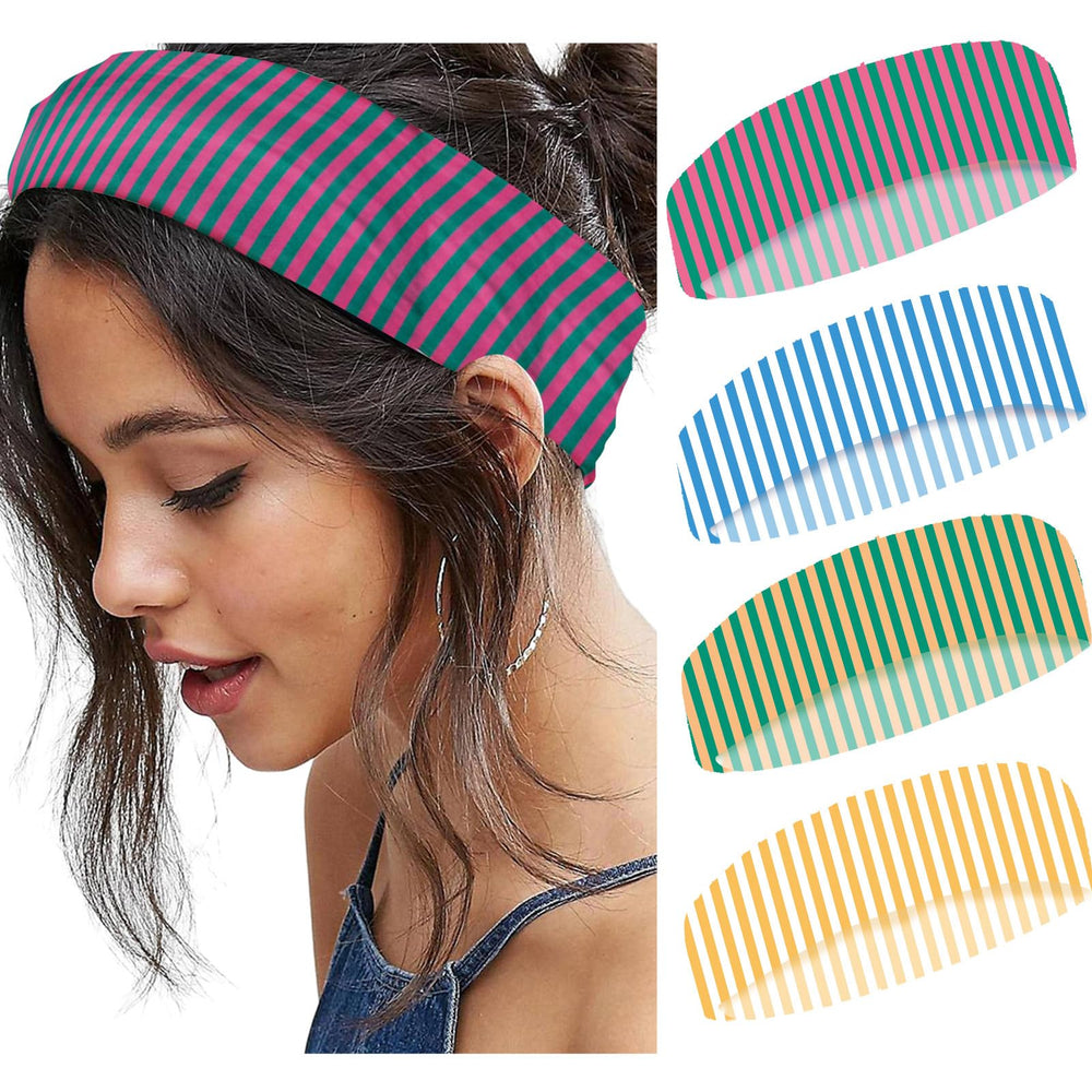 SENMAY bandeau rayé grand coton antiglisse, parfait pour sport et maquillage.