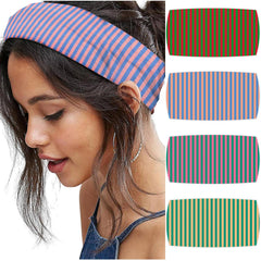 Bandeau SENMAY rayures large pour le maintien des cheveux pendant l entrainement