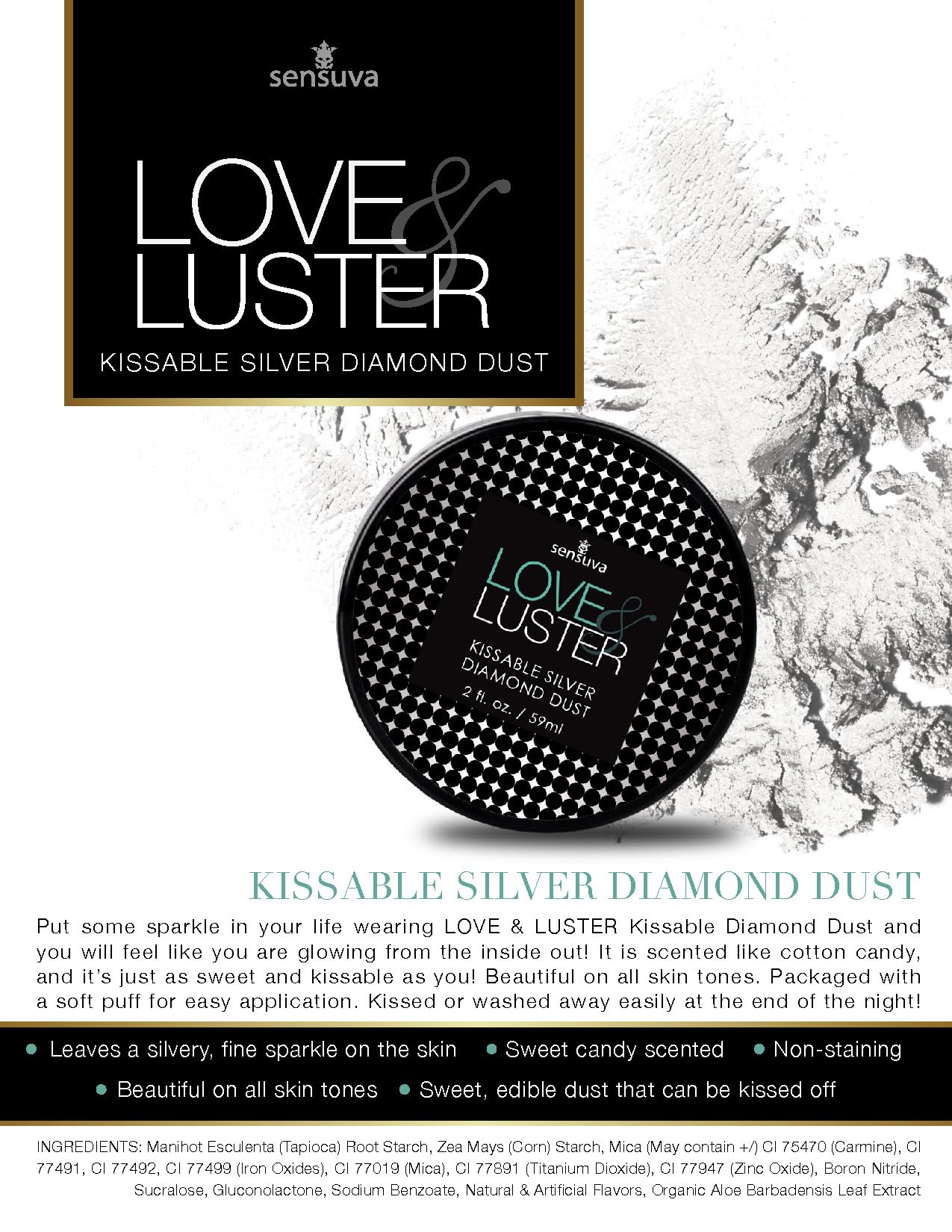 Brillance légère sur le visage avec Love & Luster Diamond Dust, sans paillettes.