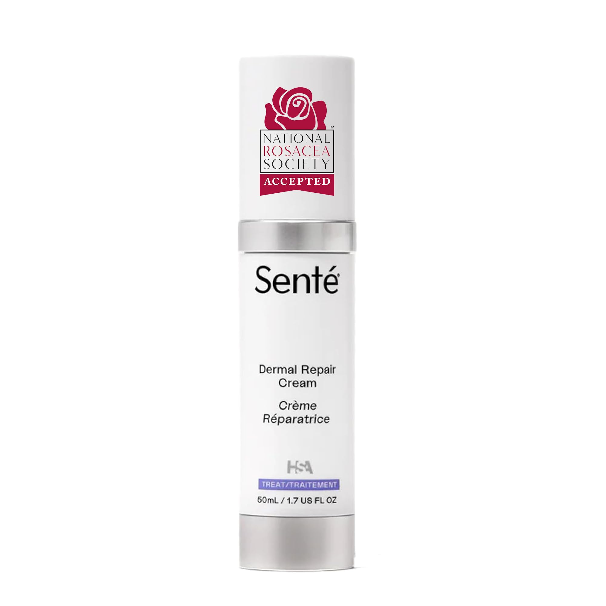 Sente Dermal Repair Crème Visage flacon pompe pour hydrater la peau sensible.