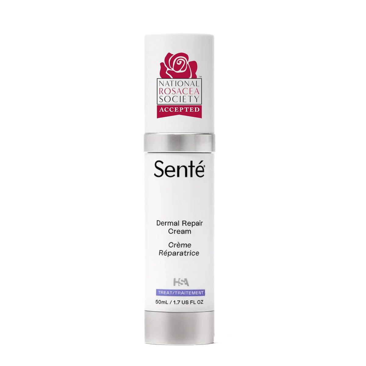 Sente Dermal Repair Crème Visage flacon pompe pour hydrater la peau sensible.