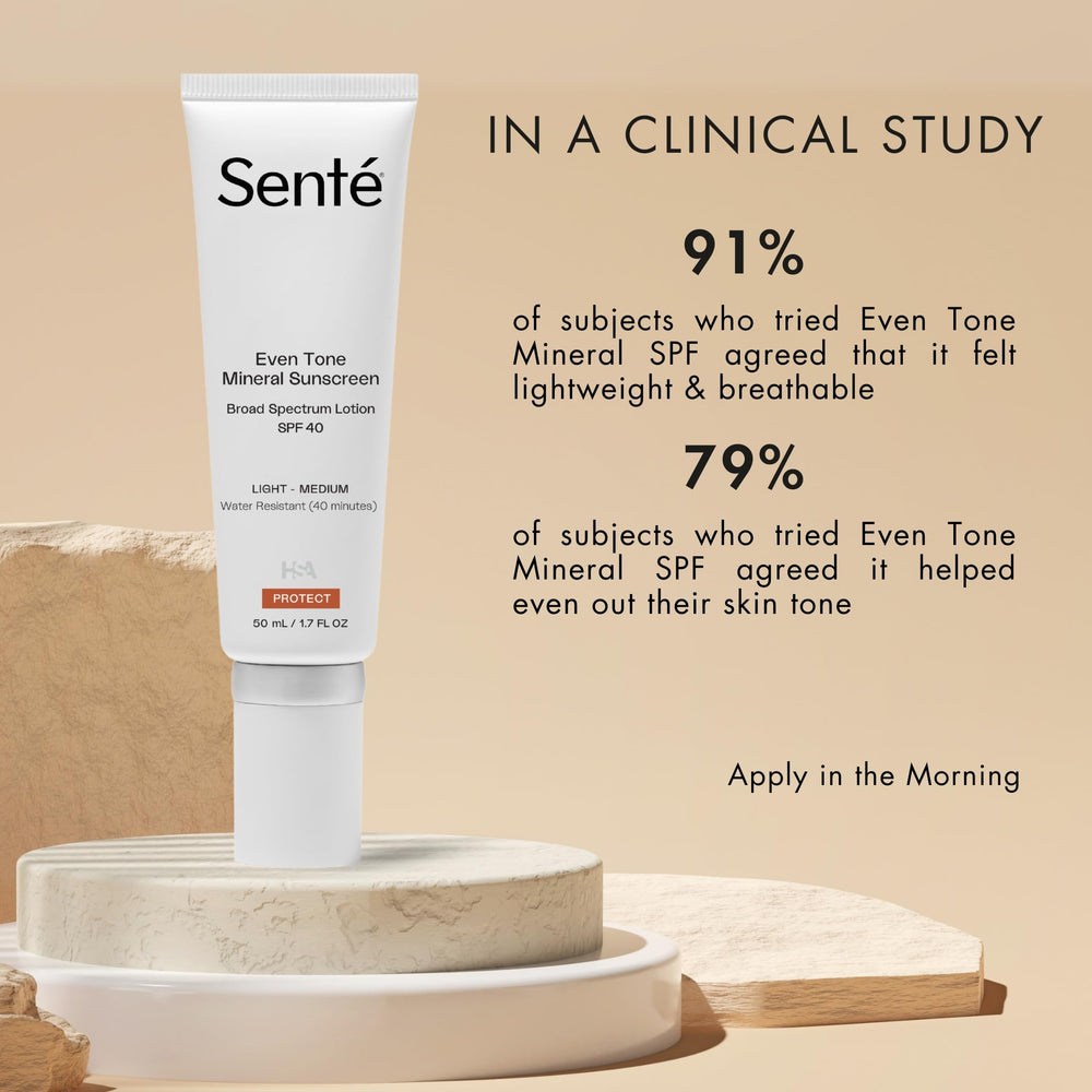 Sente Even Tone: protection UVA/UVB et lumière visible pour teint homogène.
