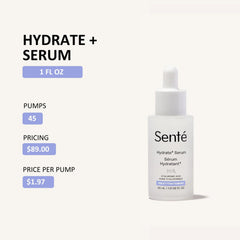 Application matin et soir du Senté Hydrate+ Serum pour peau rafraîchie.