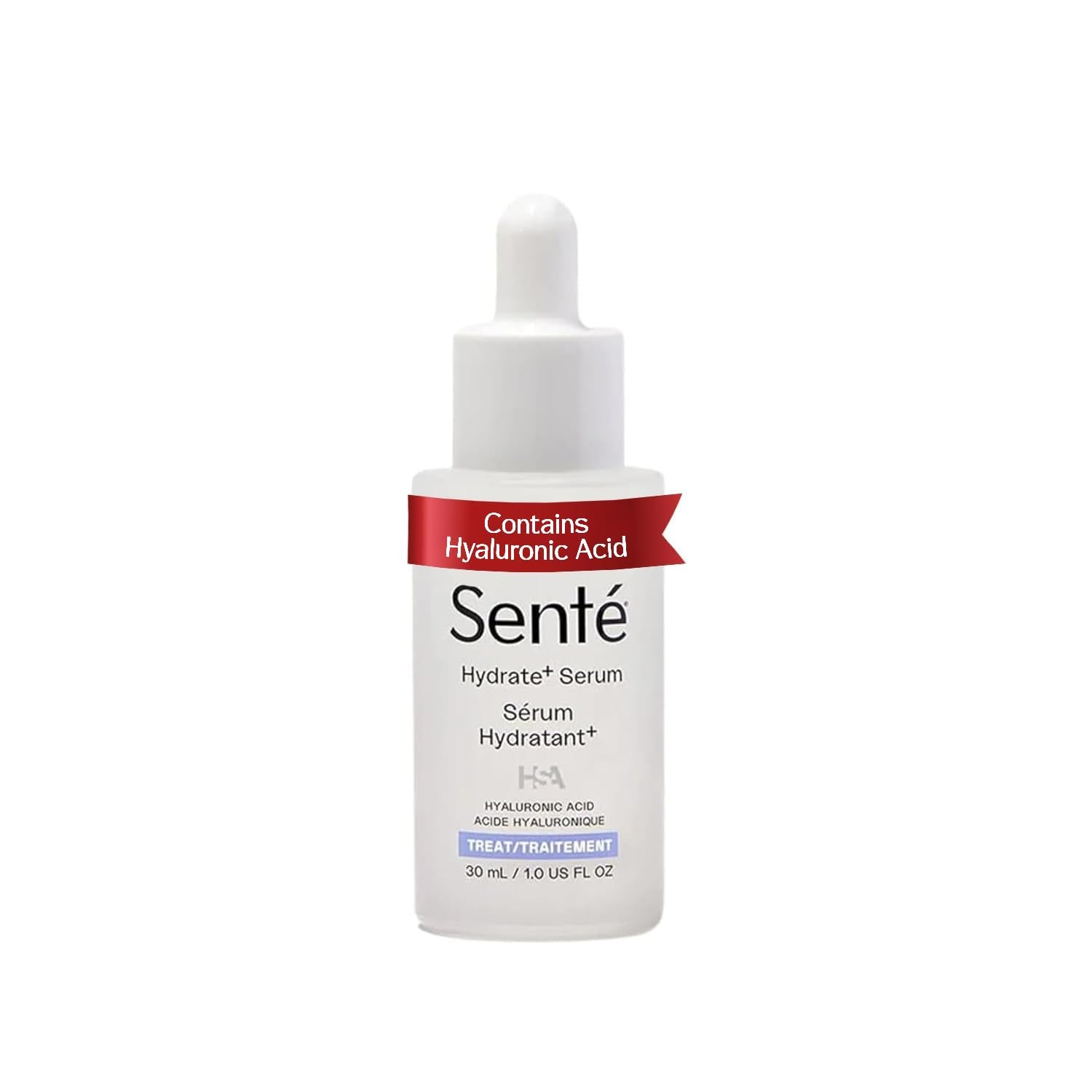 Senté Hydrate+ Serum dans son flacon compact, hydratation durable.