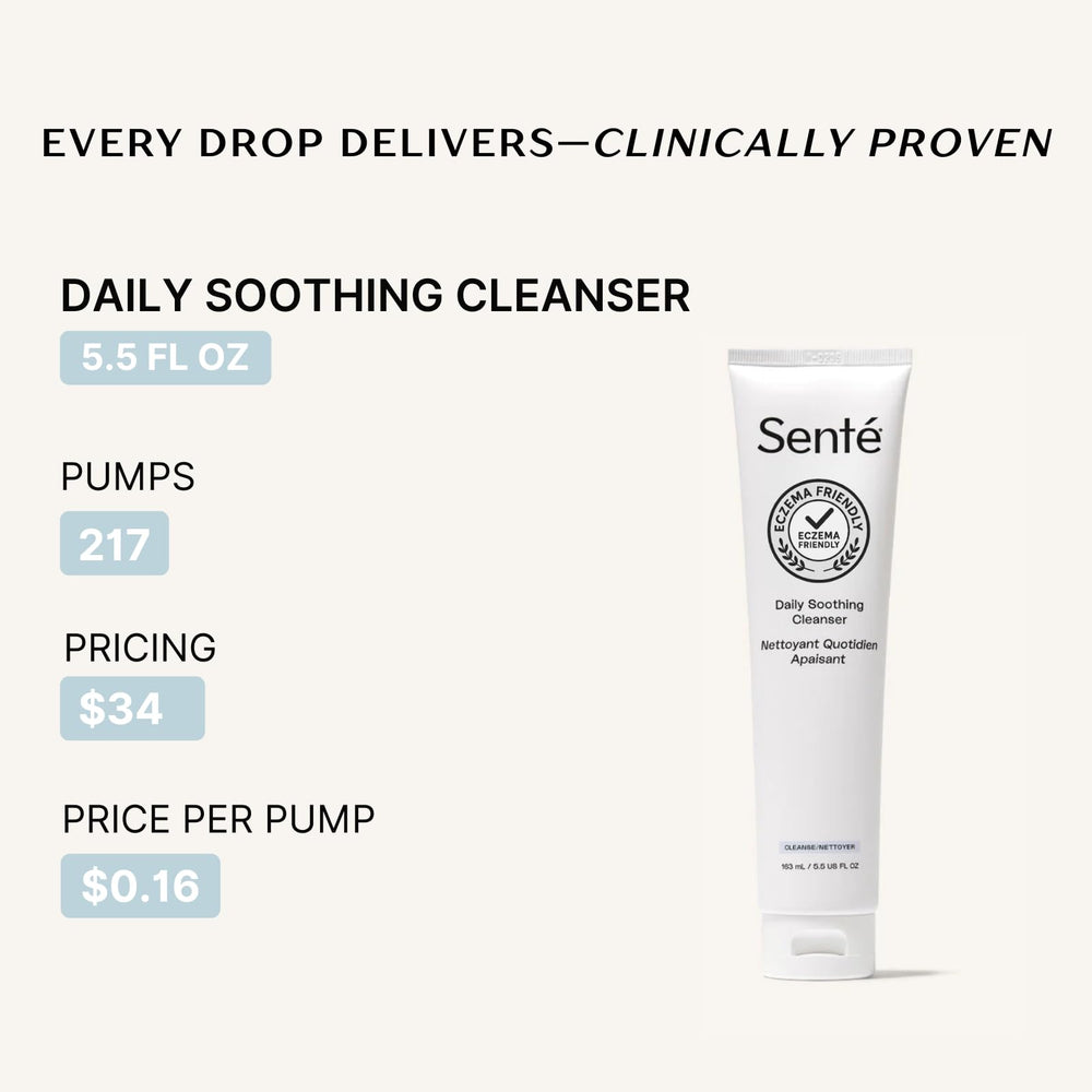 Sente nettoyant visage apaisant quotidien, démaquillage doux pour peaux sensibles.