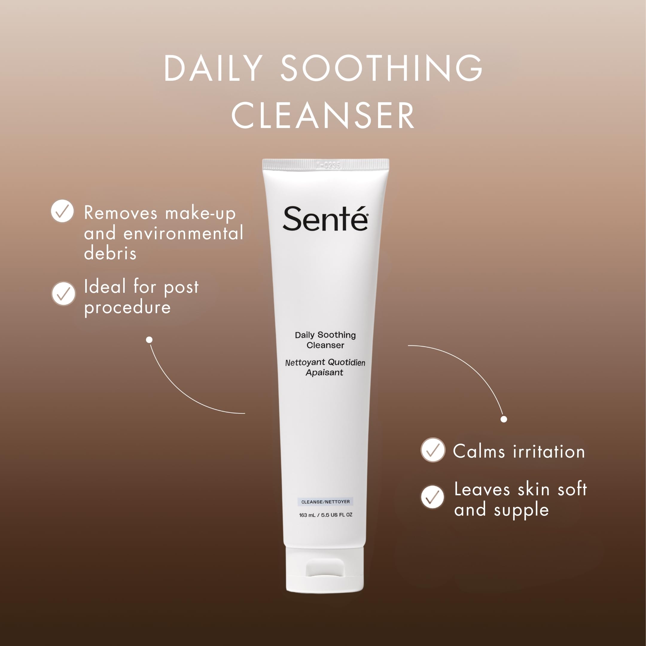 Sente nettoyant visage apaisant quotidien, texture crème légère prête à l'emploi.