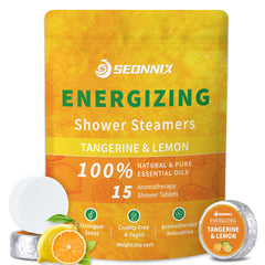 SEONNIX tablettes-douche mandarine citron: diffusion prolongée et fraîcheur matinale.