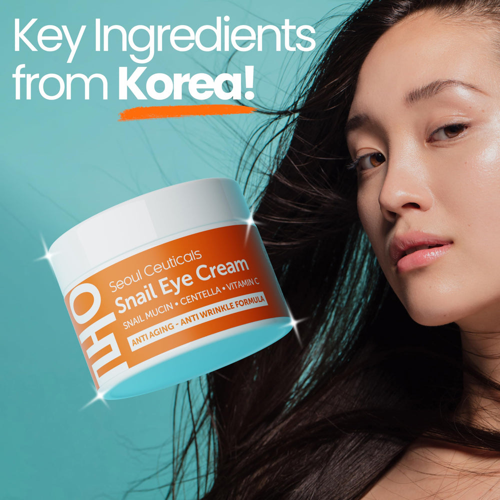 SeoulCeuticals crème yeux mucine escargot, huile coco bio pour nourrir.