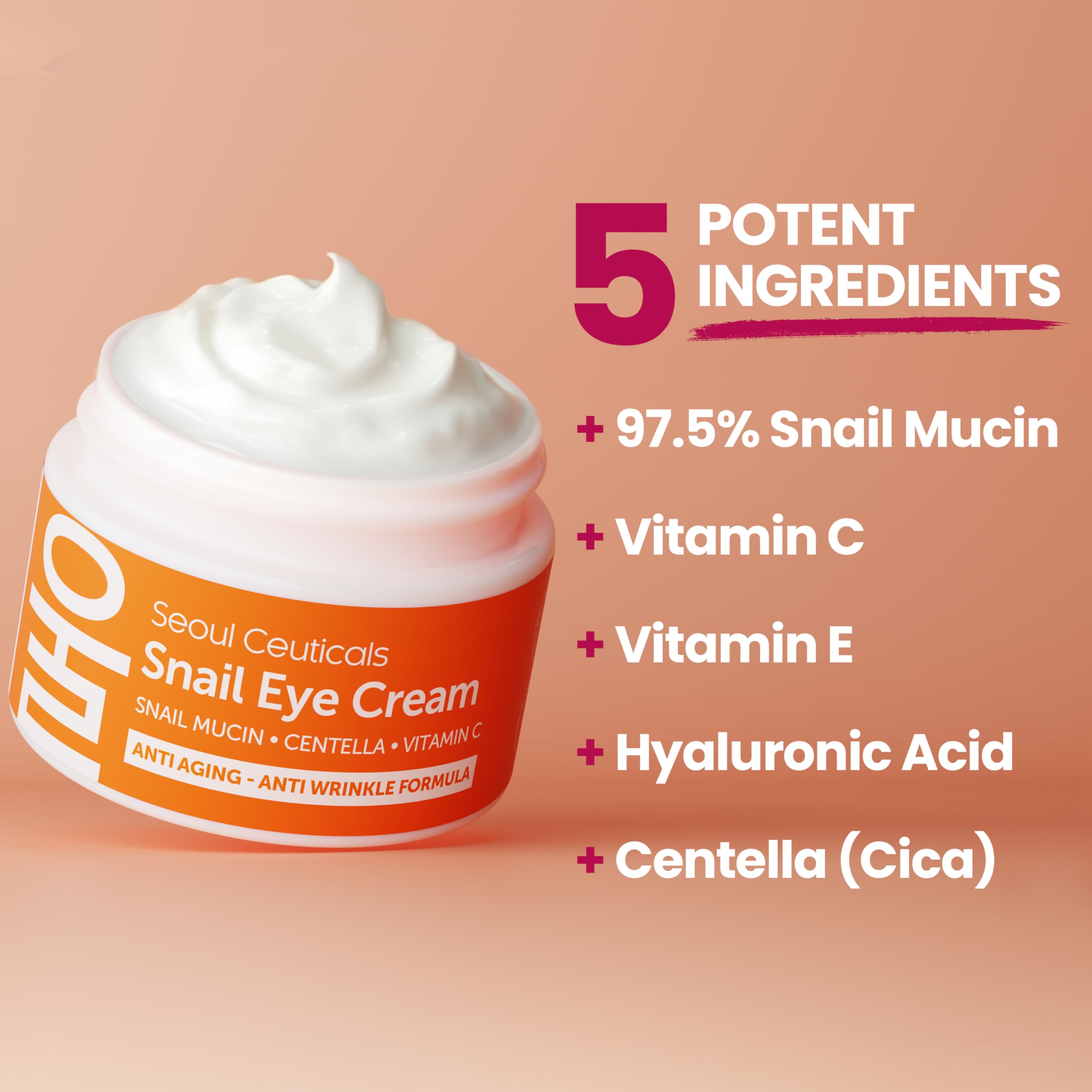 SeoulCeuticals crème yeux mucine escargot, texture nourrissante et veloutée.