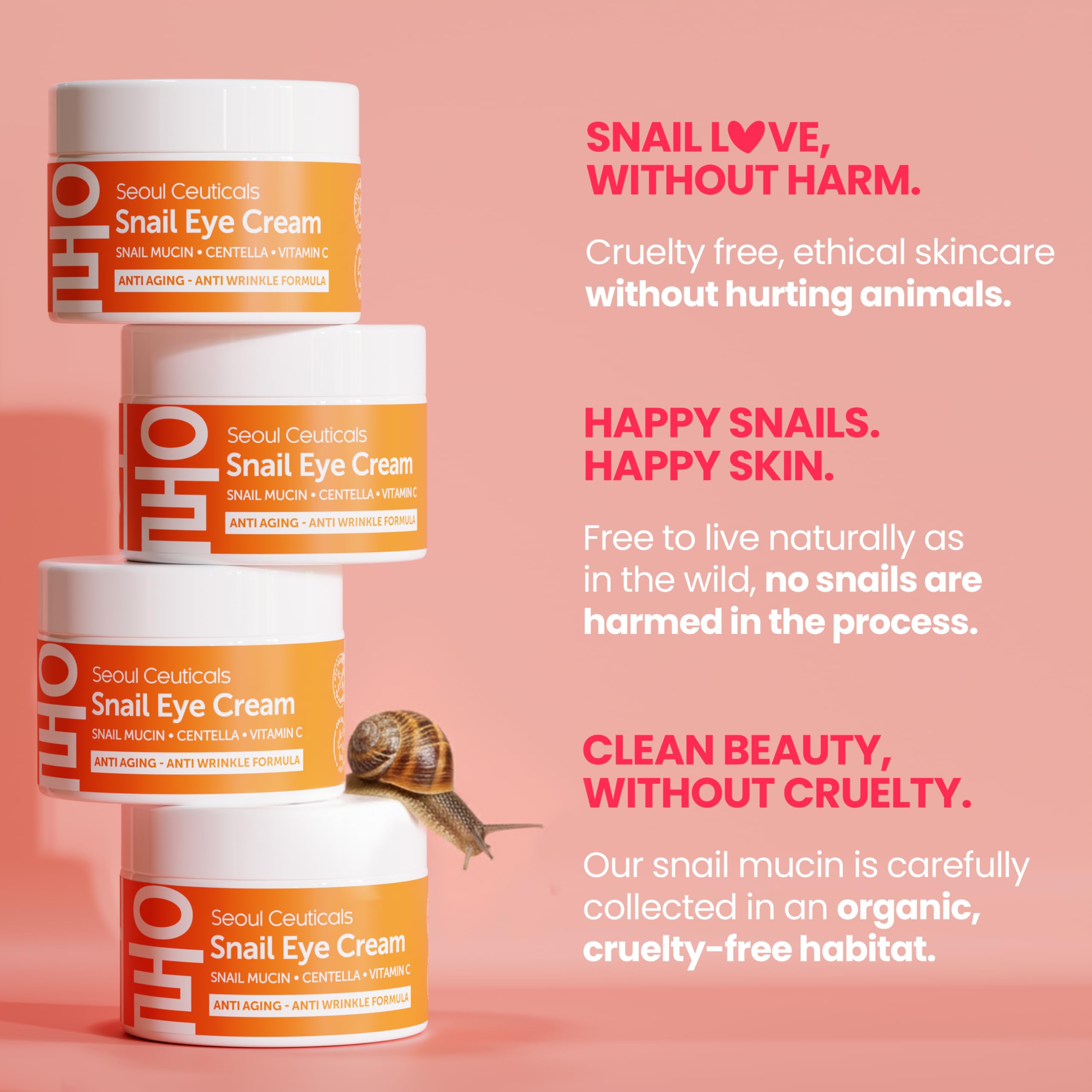 SeoulCeuticals crème yeux mucine escargot, vitamine C pour éclat potentiel.