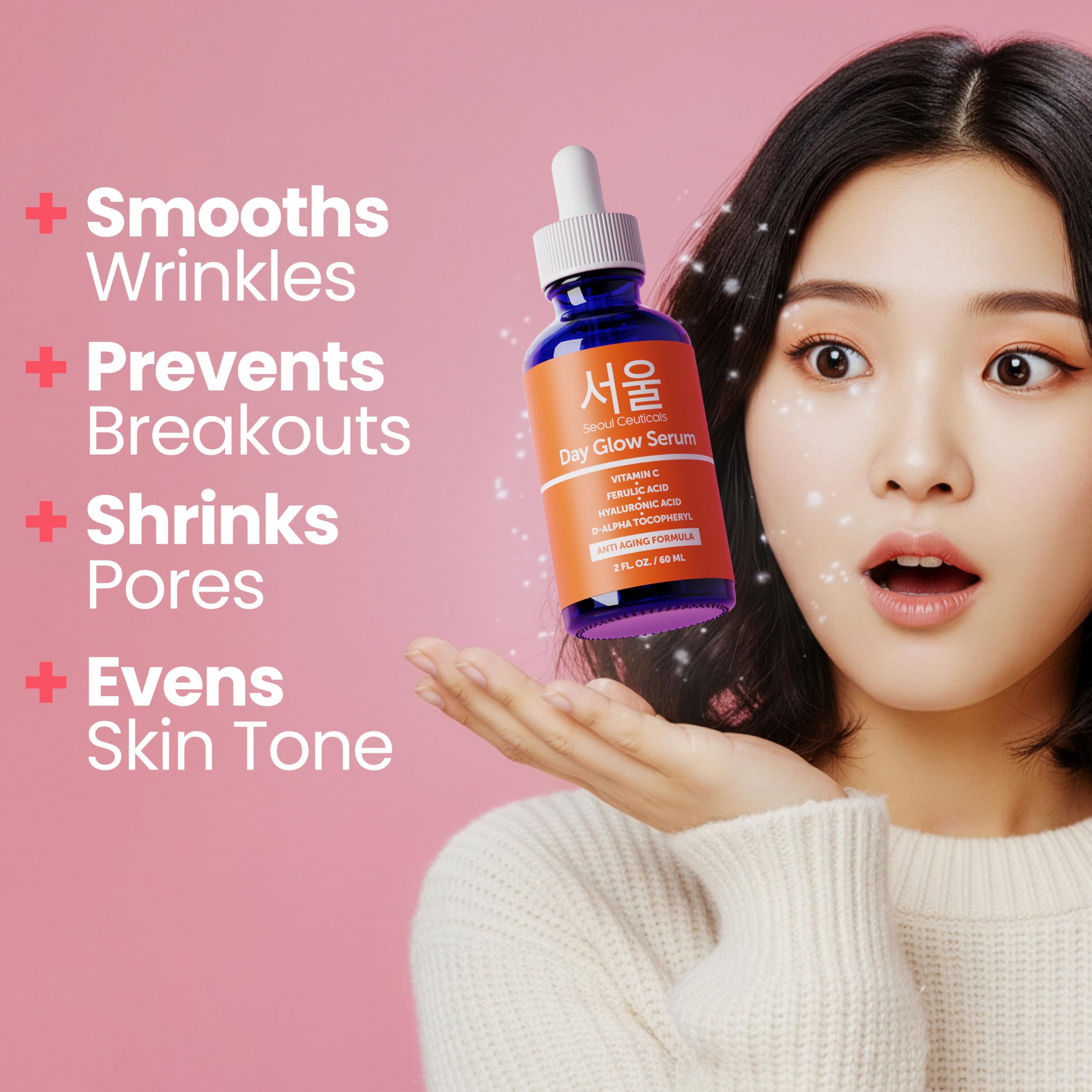 Goutte-serum vitamine C de SeoulCeuticals, application précise et hydratante.