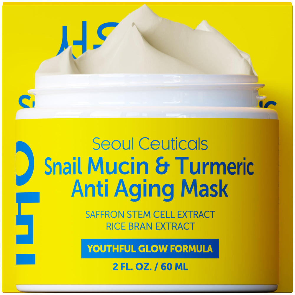 SeoulCeuticals masque visage bave escargot curcuma – hydratation et éclat.