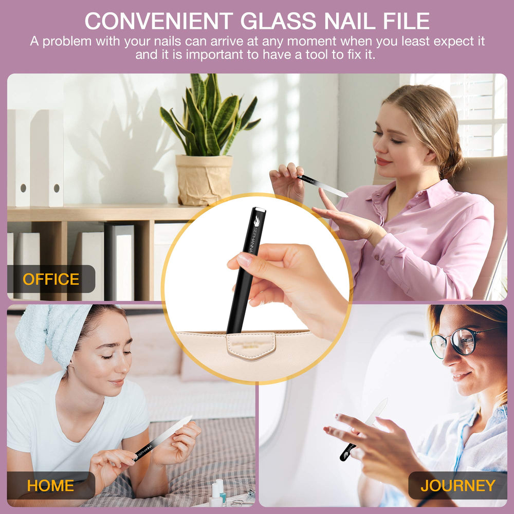 SEPHANNA bleu : lime à ongles en verre pour usage polyvalent