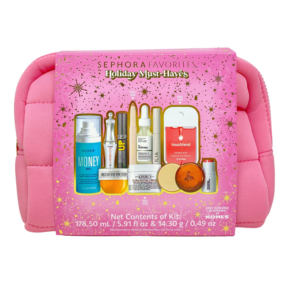Coffret Sephora Favoris – pochette rose, prêt à offrir ou emporter en voyage.
