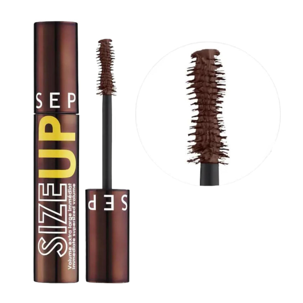Emballage Sephora Size Up Brun, pratique et léger pour le voyage.