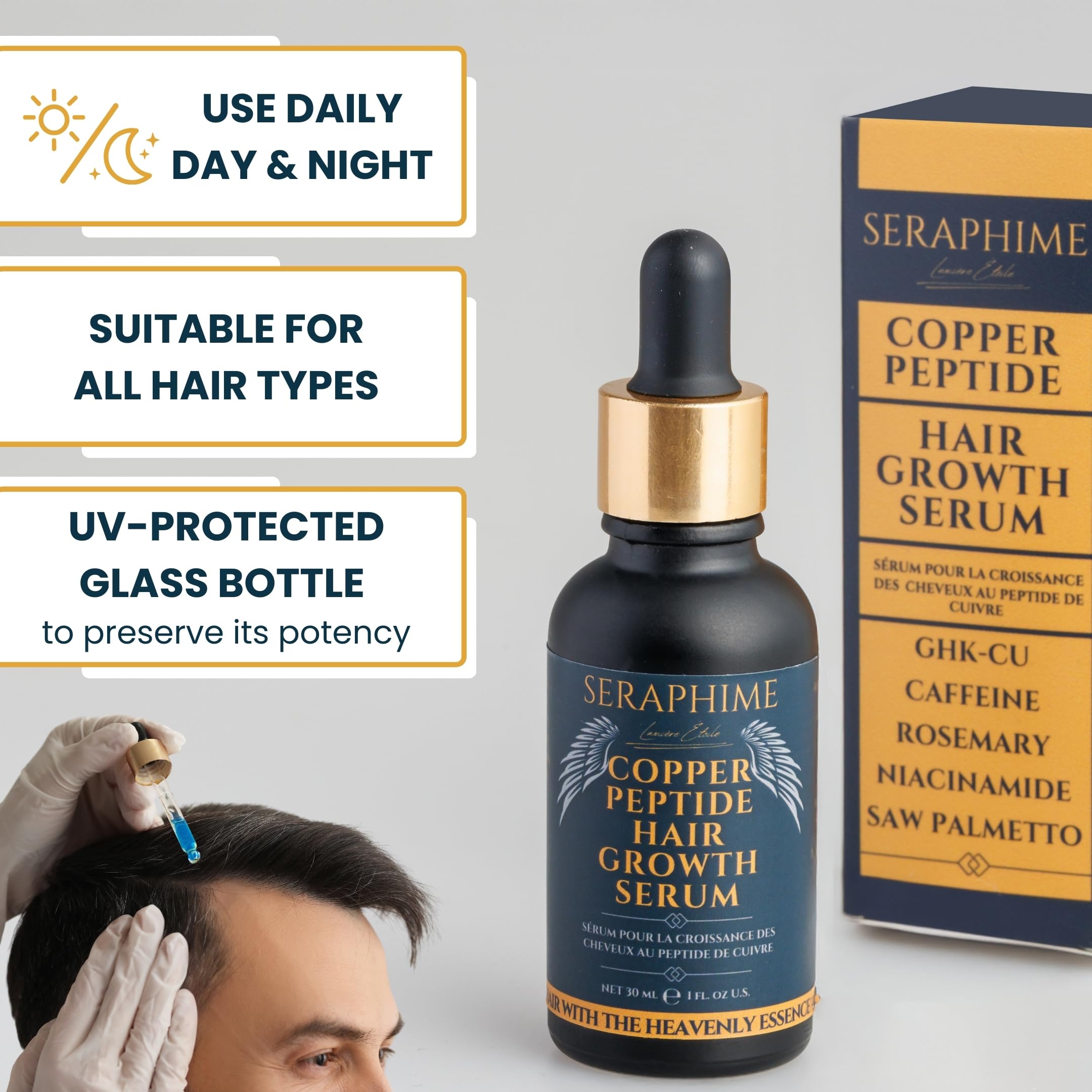 Routine quotidienne avec Seraphime pour cheveux visiblement plus épais.