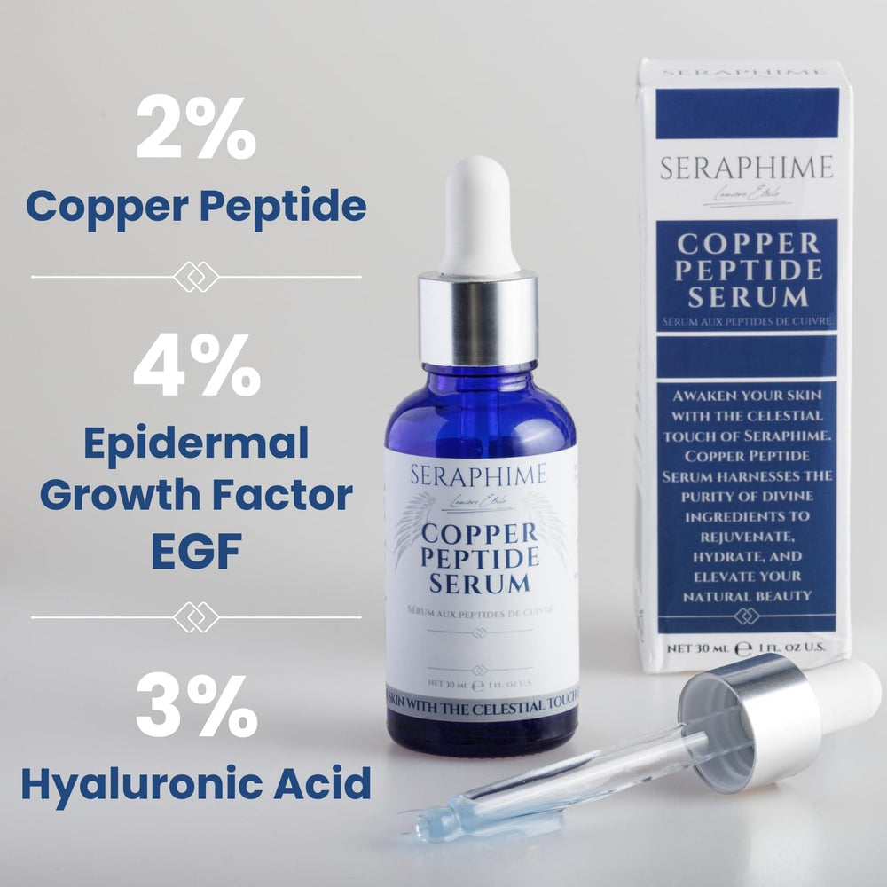 Seraphime Sérum Cuivre-Peptide, texture légère facilite l'application rapide sur le visage.