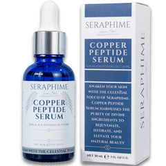 Sérum Cuivre-Peptide Seraphime pour le visage, bouteille 1 oz prête à l'emploi.