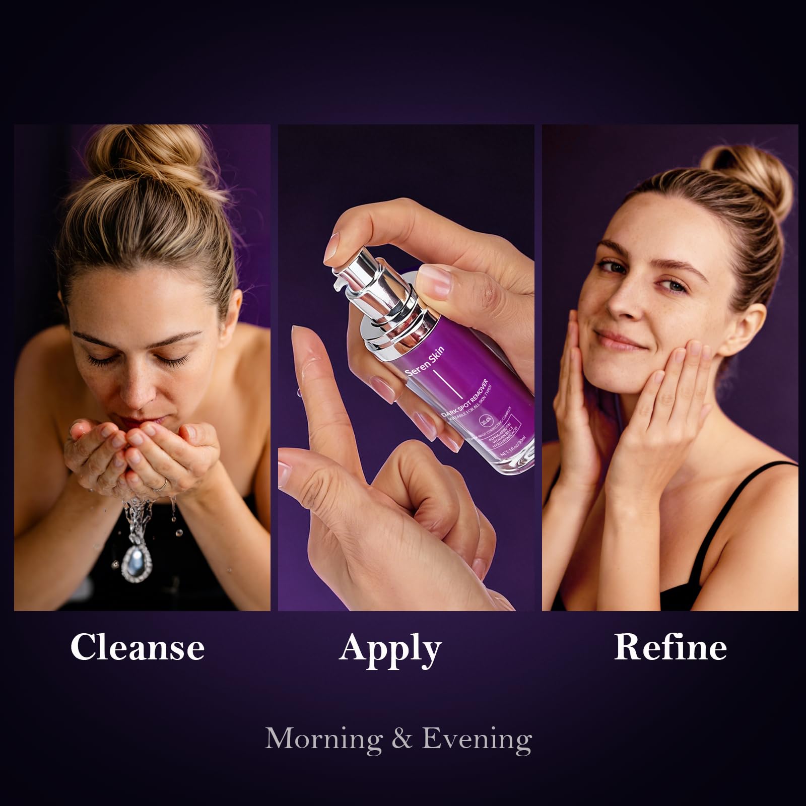 Application jour et nuit facile, Sérum dark spot SerenSkin s'intègre à la routine.