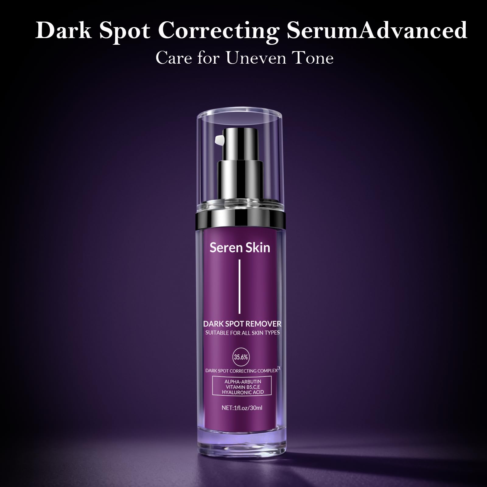 SerenSkin Glow Serum Visage, flacon, illumine le teint et révèle une peau plus radieuse.
