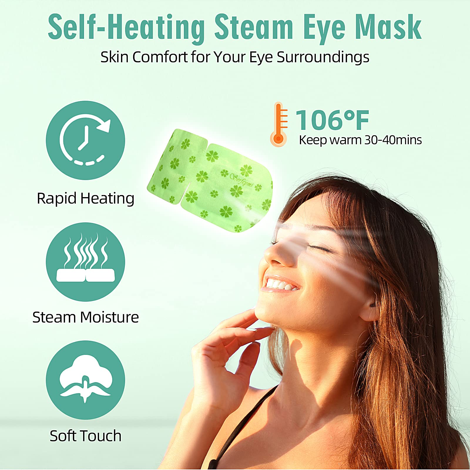 Serfeymi Masque Yeux Vapeur – chauffage instantané pour relaxation rapide.
