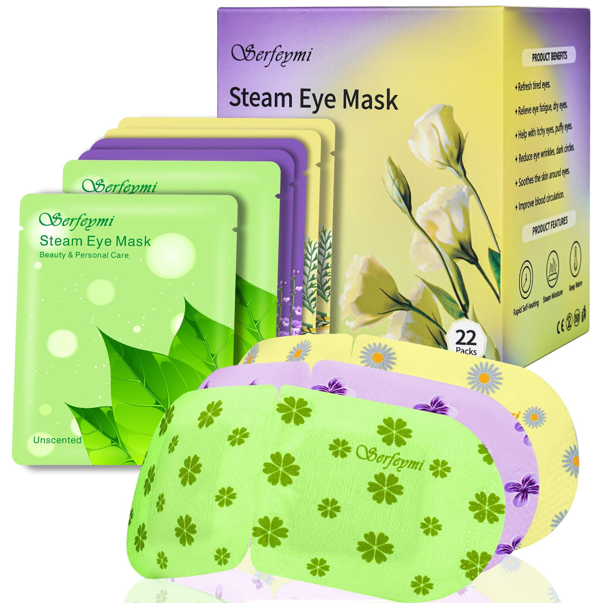 Serfeymi Masque Yeux Vapeur – emballage pratique, idéal pour voyager.