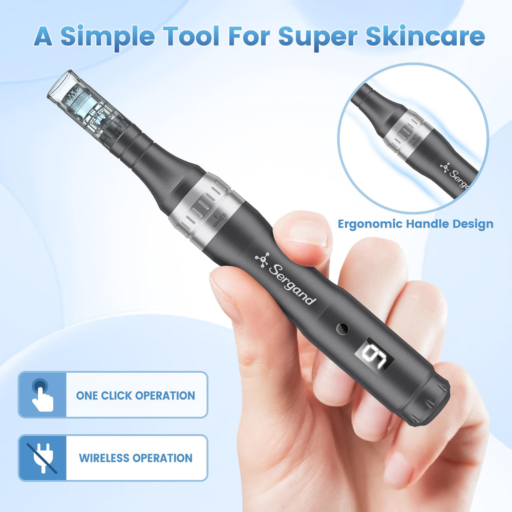 Sergand Stylo Derma Roller Aiguilles Hommes et Femmes, usage domestique simple.