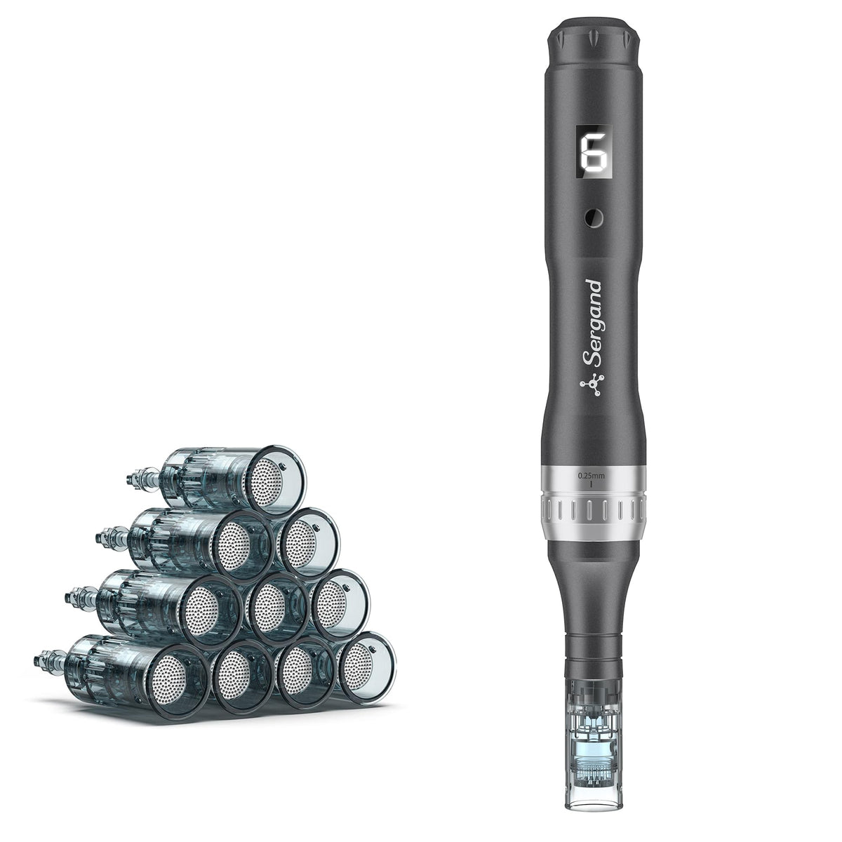 Sergand Stylo Derma Roller Aiguilles Portables, pratique en déplacement pour le soin.