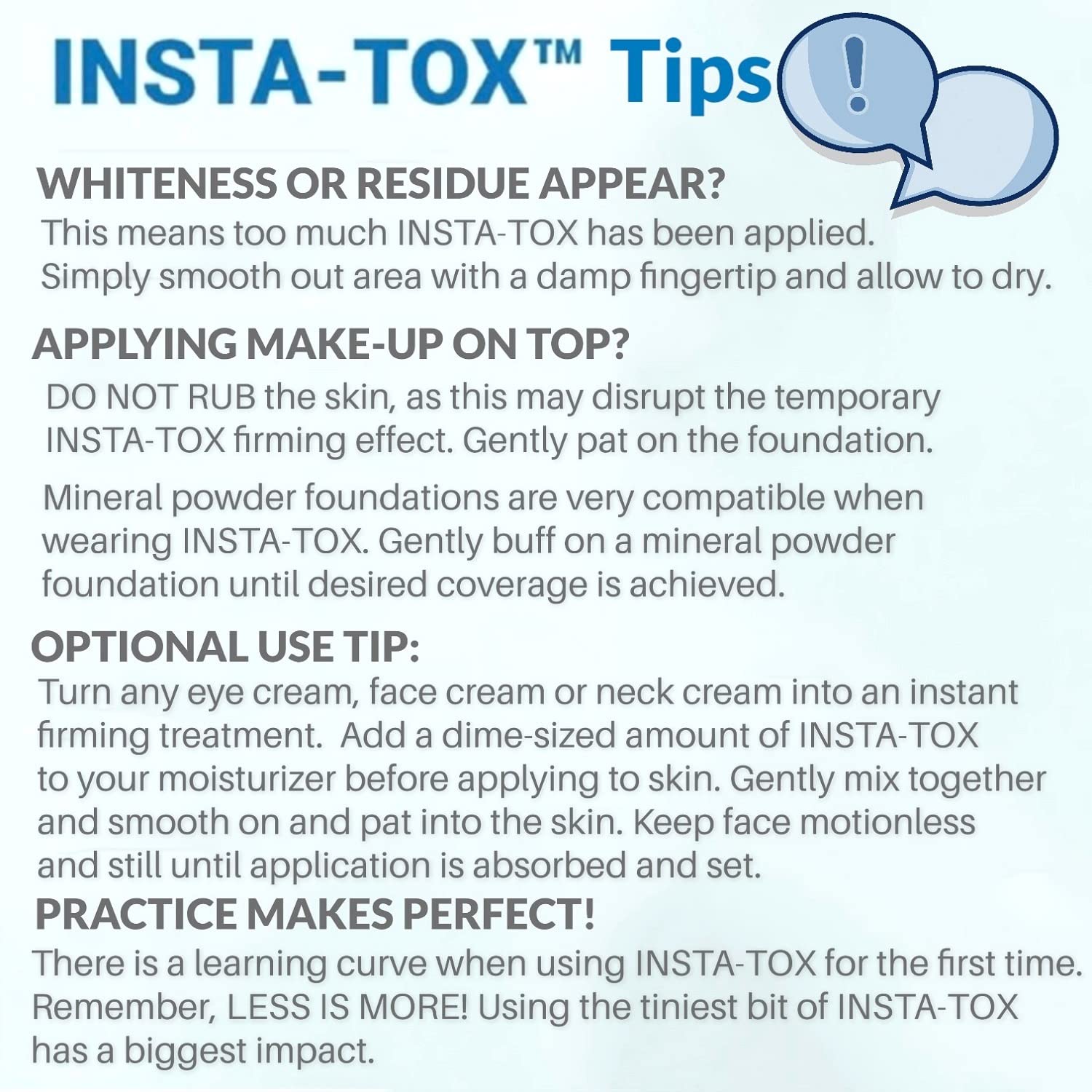 Flacon compact INSTA-TOX prêt pour retouches et voyage