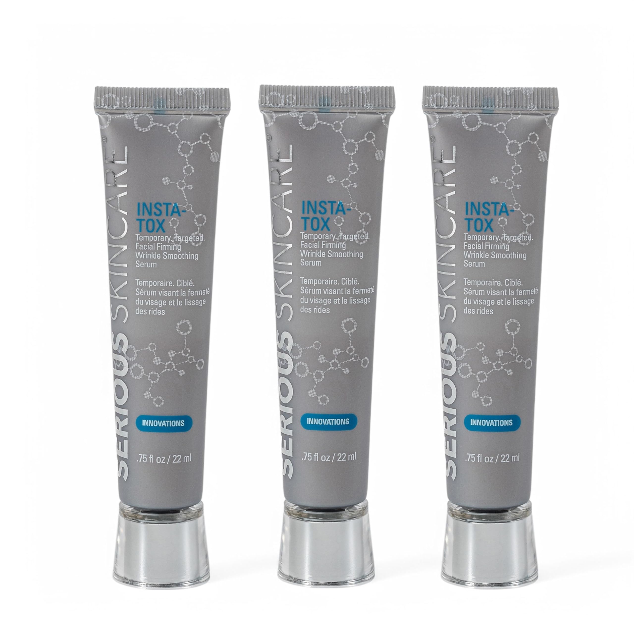 Sérum INSTA-TOX Serious Skincare, bouteille-serum: peau visiblement plus lisse.