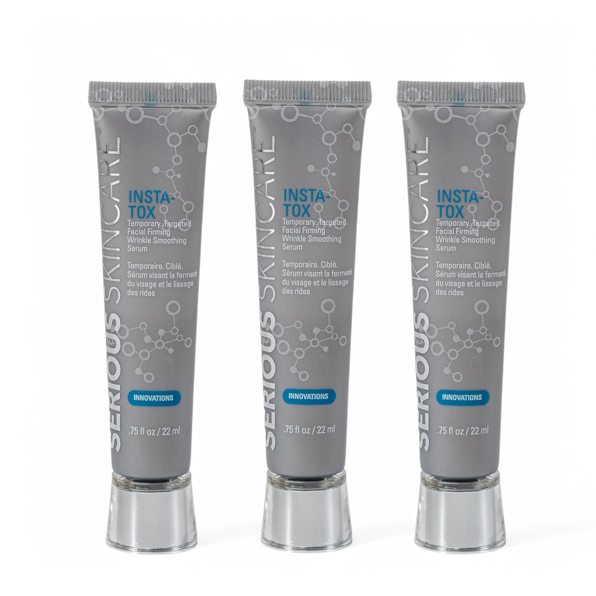 Sérum INSTA-TOX Serious Skincare, bouteille-serum: peau visiblement plus lisse.