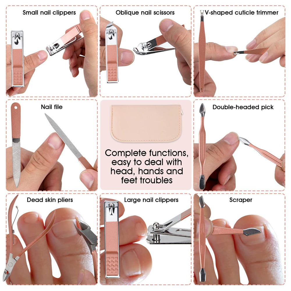 kit portable set-manucure-12-en-1 pour domicile, travail ou voyage