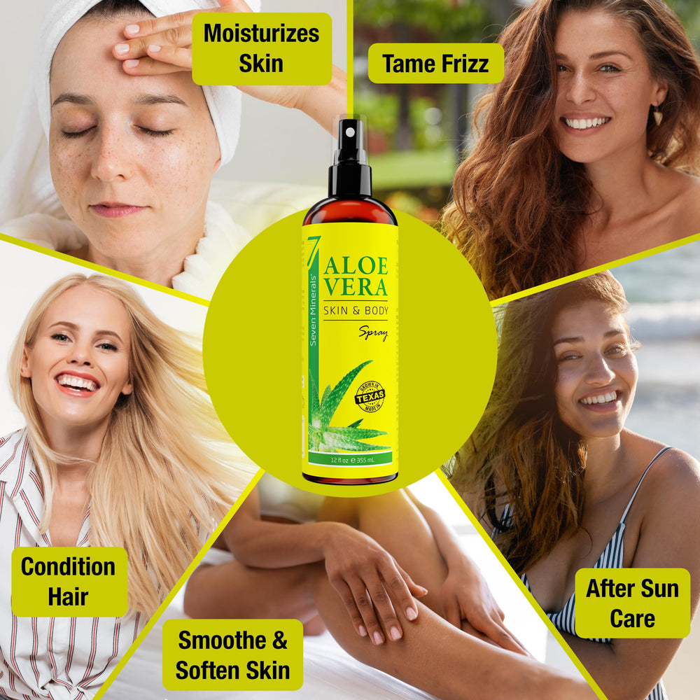 Seven Minerals Aloe Vera Spray – application facile, texture légère et neutre.