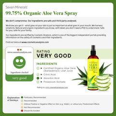 Seven Minerals Aloé Vera Spray, application facile pour une peau hydratée.