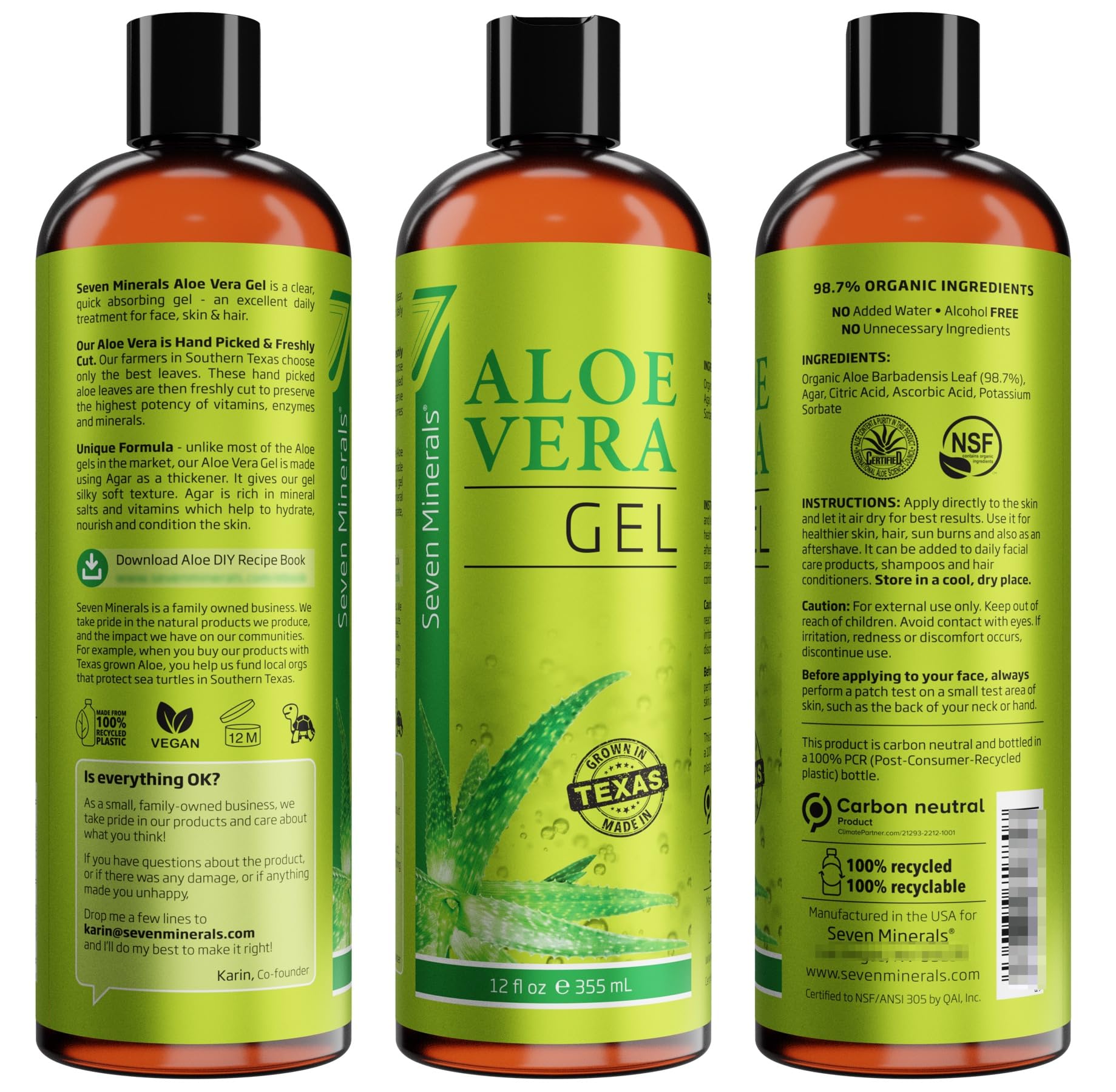 Soin quotidien du visage Seven Minerals Aloe Vera pour peau douce.