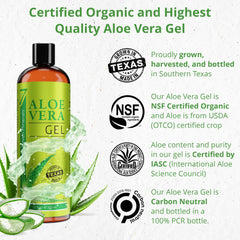 Texture claire du gel Aloe Vera Seven Minerals, absorption rapide sans résidu.