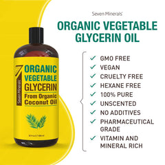 Glycérine végétale Seven Minerals avec huile de coco biologique pour hydrater en douceur.