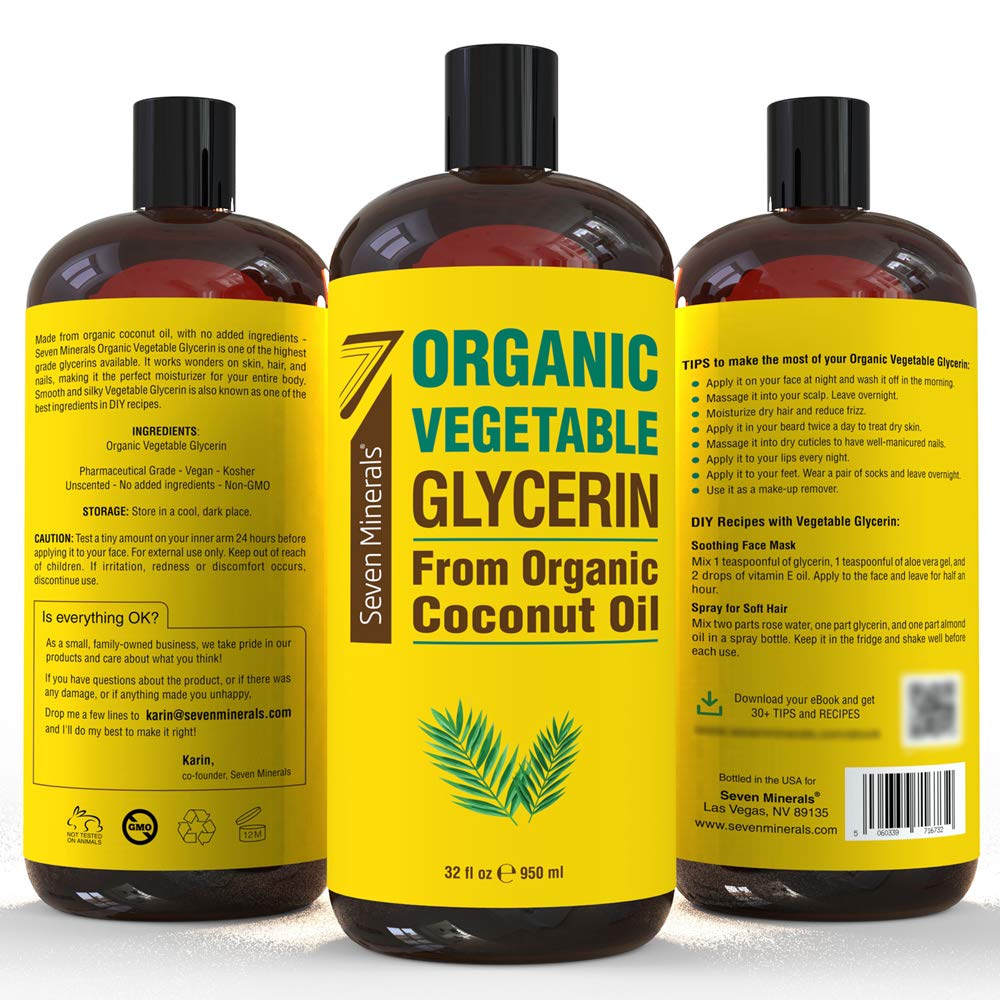 Texture légère de glycérine végétale prête à hydrater visage et mains.