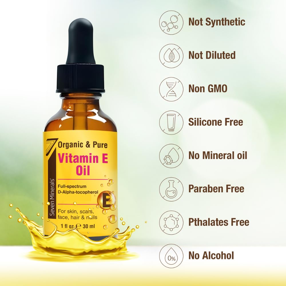 Utilisation quotidienne simple avec l’huile vitamine E Seven Minerals.
