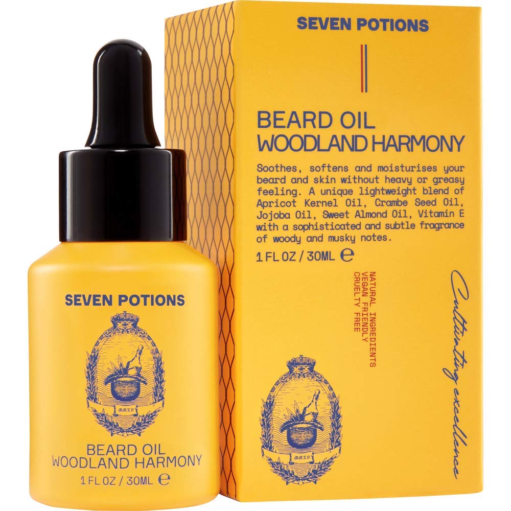 SEVEN POTIONS — Bouteille huile barbe naturelle offrant hydratation rapide
