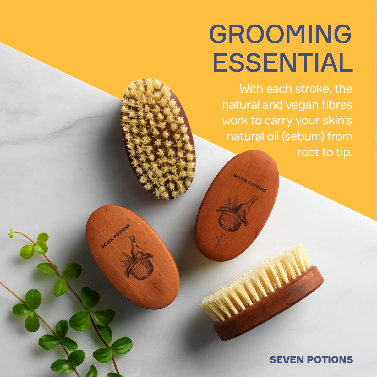 SEVEN POTIONS brins sisal fermes, gros plan sur l’exfoliation et la purification de la peau.