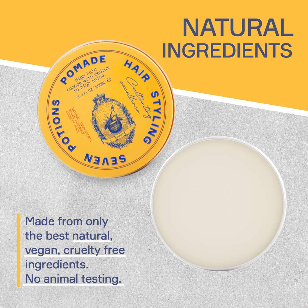 SEVEN POTIONS Pomade homme — brillance durable sans résidu gras.