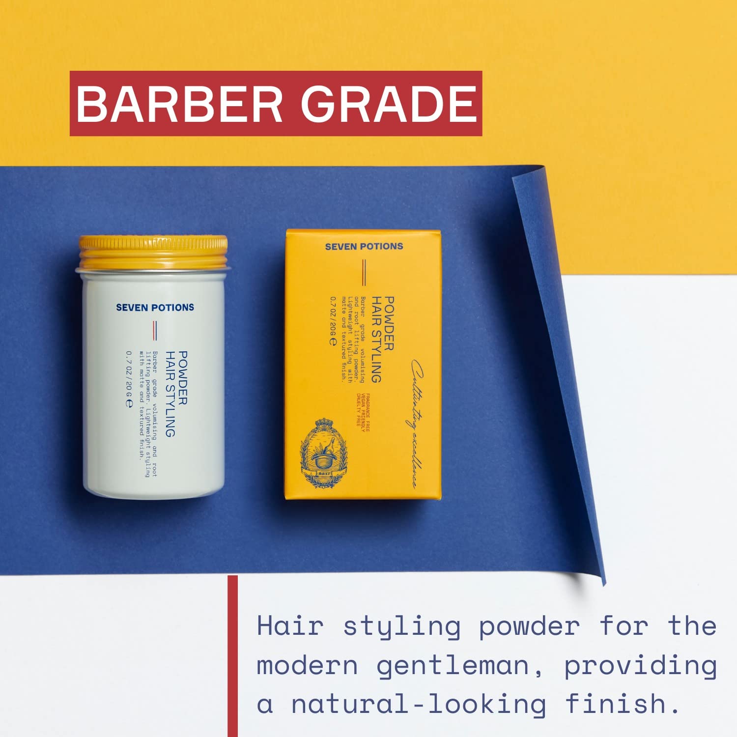 SEVEN POTIONS poudre-finition-matte-cheveux-homme : fini mat naturel et sans éclat gras.