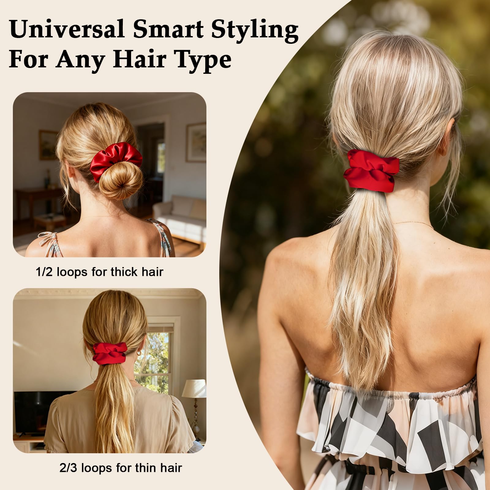 Maintien sûr pour queues de cheval et chignons avec SEVEN STYLE satin