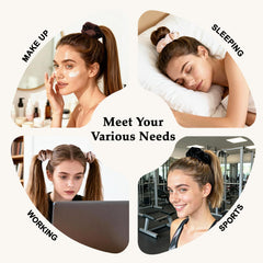 SEVEN STYLE scrunchies velours brun clair, douce tenue pour chignon rapide.